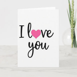 I Love You Pink Heart Matte Card