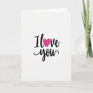 I Love You Pink Heart Script Card