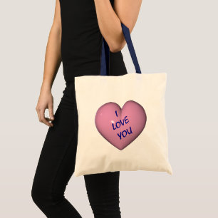 I Love You Pink Heart Tote Bag