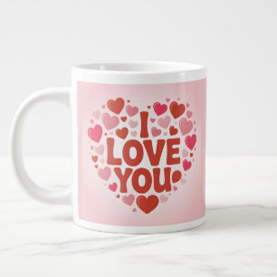 I Love You Pink Hearts Jumbo Mug