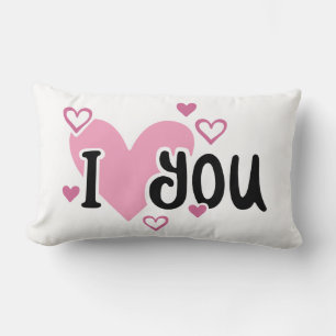 I Love You Pink Hearts Lumbar Cushion