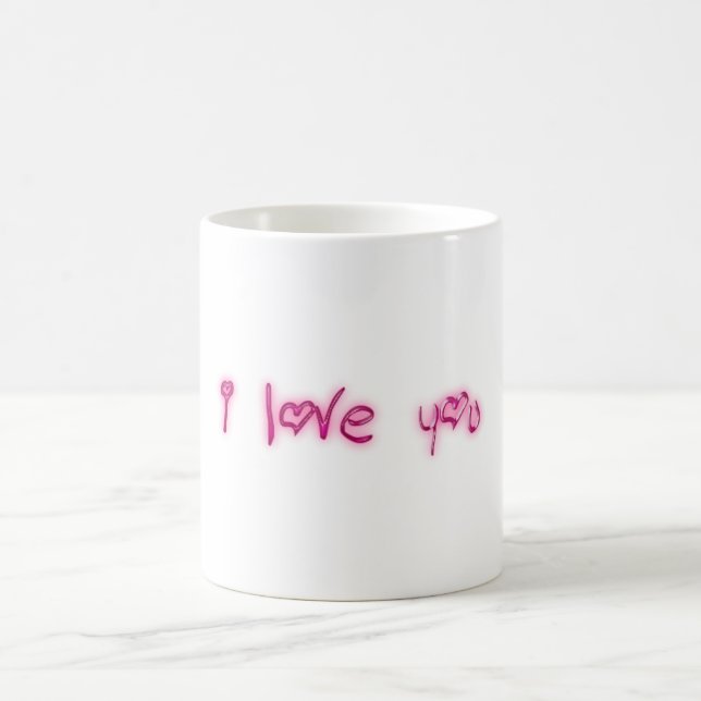 I love you, Pink Hearts Typography Valentine Love Coffee Mug (Center)