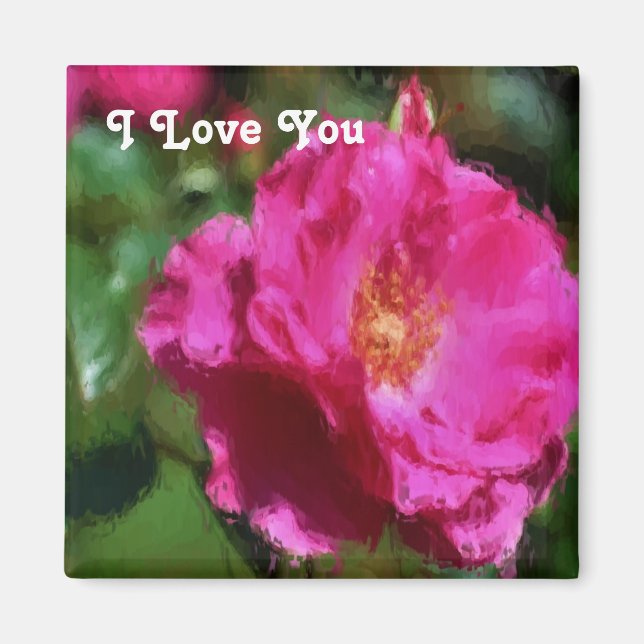 I Love You Pink Rose Magnet (Front)