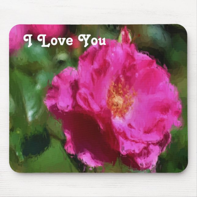 I Love You Pink Rose  Mouse Pad (Front)