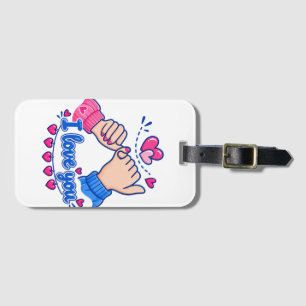 I Love You Pinky Promise Cute Hearts Luggage Tag