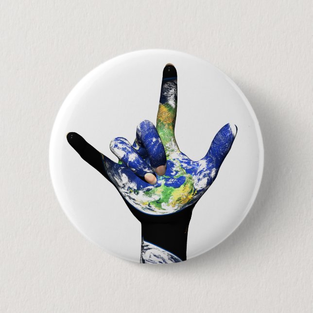 I Love You Planet Earth Button (Front)