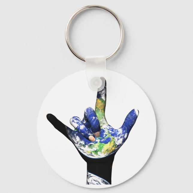 I Love You Planet Earth Keychain (Front)
