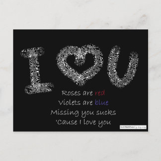 I Love You Poem: Missing You Sucks Postcard