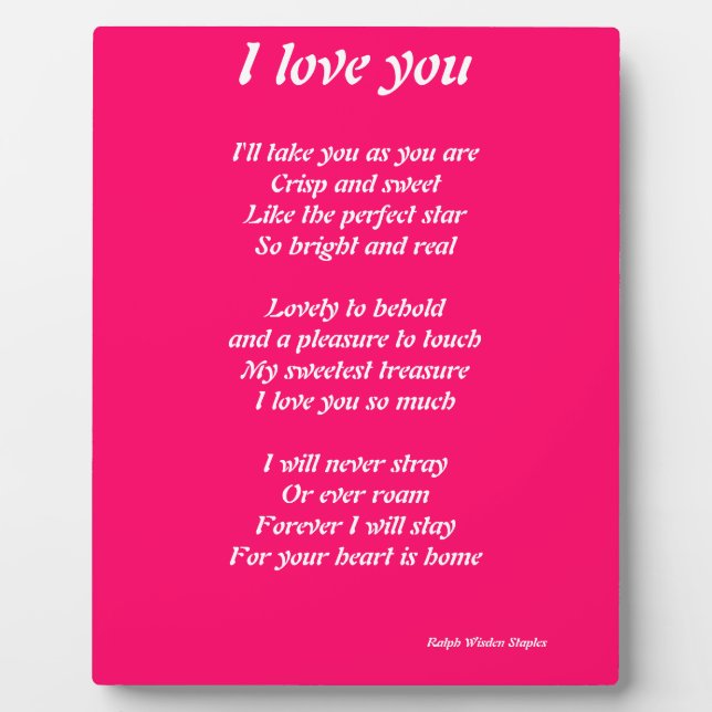 I love you poem plauque plaque (Front)