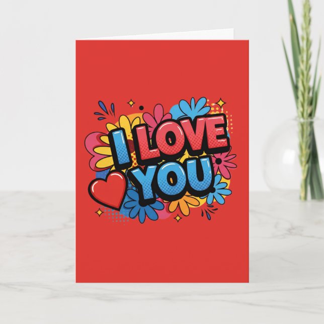 I Love You Pop Art Design Card  (Front)