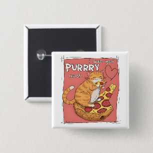 I Love You Purrry Much Funny Cat Lover Gift 15 Cm Square Badge