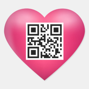 I Love You QR Code Pink Heart Sticker