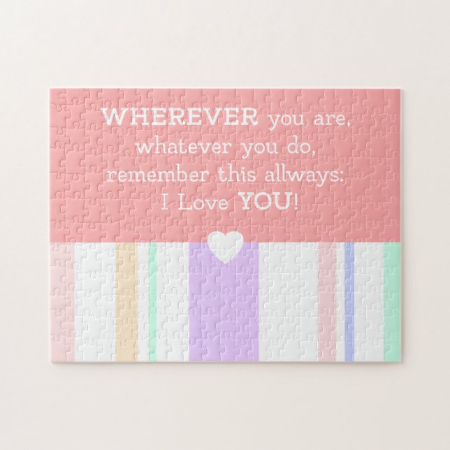 I love you quote saying phrase Pastel Colours Pink Jigsaw Puzzle (Horizontal)
