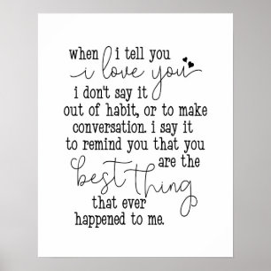 I love you quote wedding anniversary gift poster
