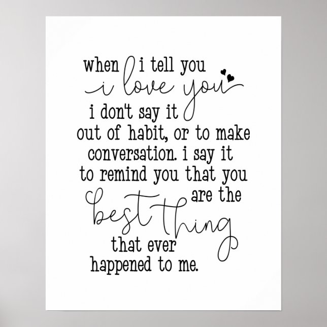 I love you quote wedding anniversary gift poster (Front)