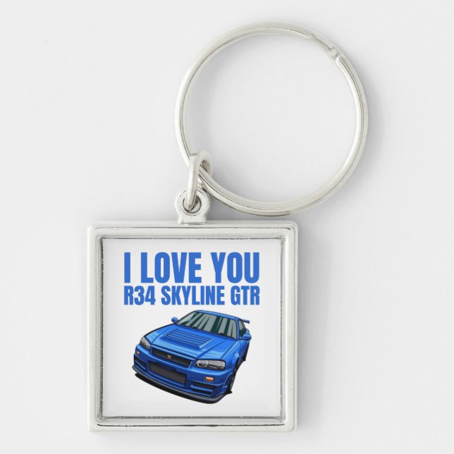 I Love you R34 Skyline GTR  Key Ring (Front)