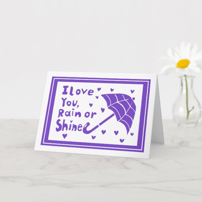 I Love You Rain or Shine Umbrella Hearts Card (Small Plant)