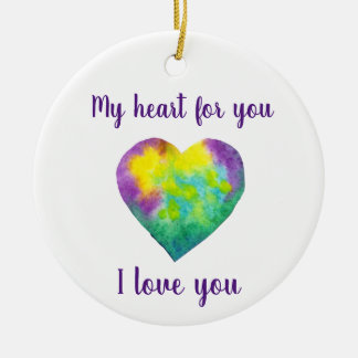  I love you rainbow  heart  Valentine's Day  Ceramic Ornament
