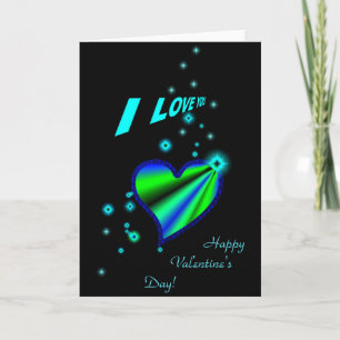 I Love You , Rainbow Heart with Stars Holiday Card