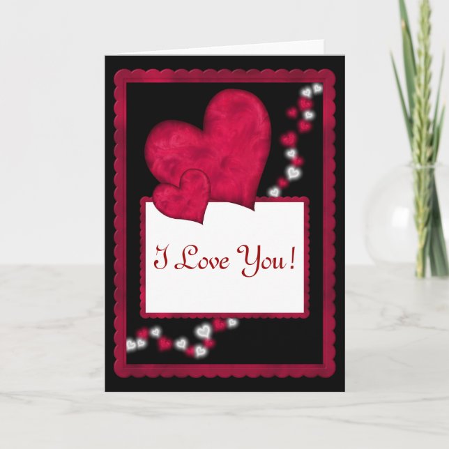 "I Love You" Red and Black Valentine's Day Card (Front)