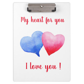 I love you red and blue heart Valentine's Day    Clipboard
