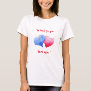 I love you  red and blue heart   Valentine's Day  T-Shirt