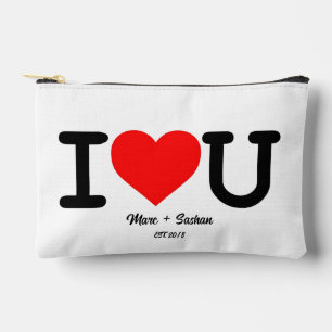 I Love You: Red Heart Custom Names & Date Accessory Pouch
