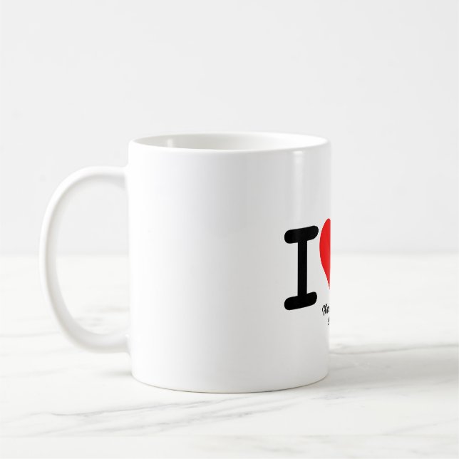 I Love You: Red Heart Custom Names & Date Coffee Mug (Left)