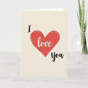 I Love You Red Heart Kraft Card