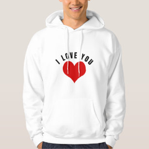 I Love You Red Heart Romantic Design – Simple Love Hoodie
