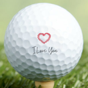 I love you red heart Valentine's Day golf balls