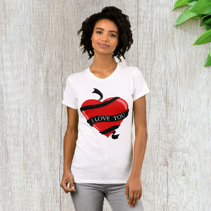 I Love You Red Heart Womens T-Shirt