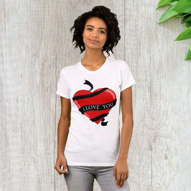 I Love You Red Heart Womens T-Shirt (Creator Uploaded)