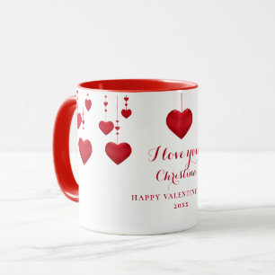 I Love You Red Hearts Personalised Valentine's Day Mug