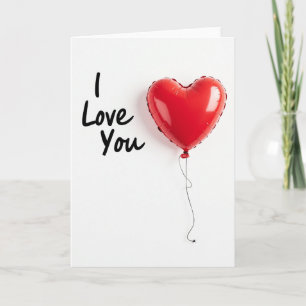 I Love You Red Ribbed Balloon Card