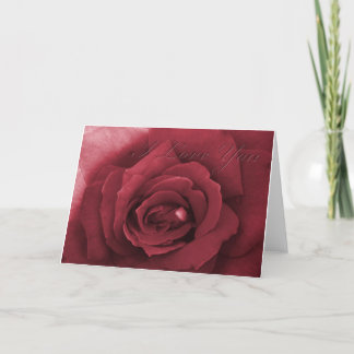 I love you red rose card