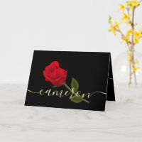 i love you Red Rose On Black And Gold Monogramed