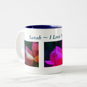 I Love You Red Rose Personalised Two-Tone Coffee Mug