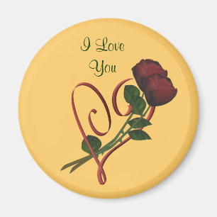 I Love You Red Roses Heart Flower Magnet
