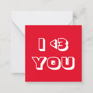 I Love You red white heart modern bold typography Card