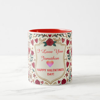 I Love You Retro Valentine's Day Gift Two-Tone Coffee Mug
