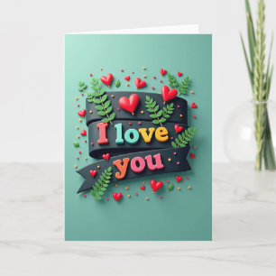 I Love You Ribbon Banner Card