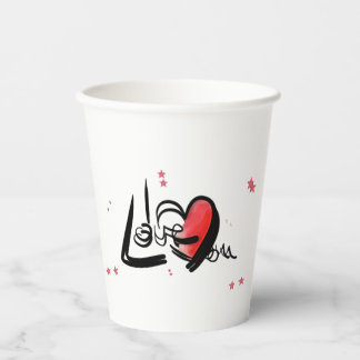 I Love You Romantic Heart Art Paper Cups