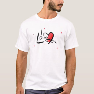I Love You Romantic Heart Art T-Shirt