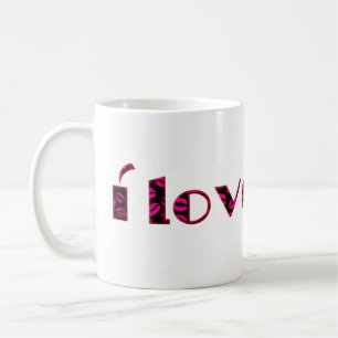I Love You Romantic Pink Lipstick Kiss Typography Coffee Mug