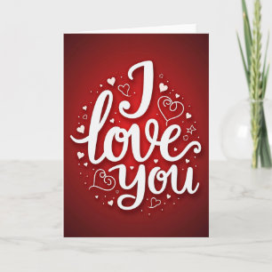 I Love You Romantic Red Hearts Card