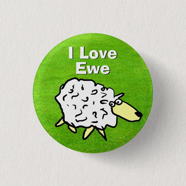 I Love You - Romantic Sheep Design Cartoon 3 Cm Round Badge (Front)