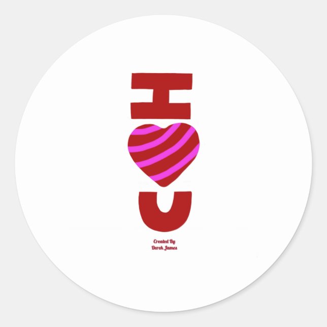 I Love You Round Sticker (Front)