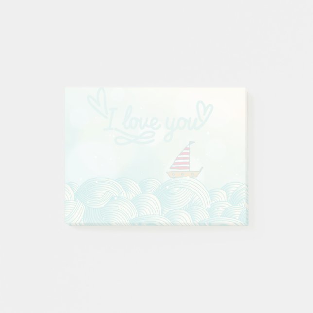 I Love You Sailboat Post-it Notes (Front)