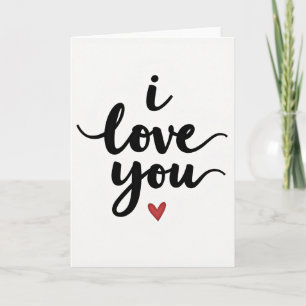 I Love You Script Red Heart Card
